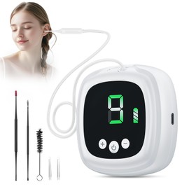 Ear Wax Vacuum Removal Kit, 9 Levels Strong Suction Ear Vacuum Electric Earwax Suction Remover Reusable Ear Cleaning Kit for Adult Kids (White)