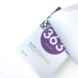 1 Year (365 Days) Wedding Count Down Calendar - 5.75"x3.75" - Purple Daily Tear Off Countdown Calendar With Motivation Tips & Advice - Perfect Wedding Planning Companion for Bride & Groom