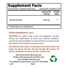 Best Naturals Pure inositol Powder (Vitamin B8), 1 Lb Supports Healthy Liver Function, Promotes Cellular Detoxification & Supports Membrane Function