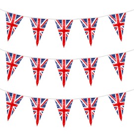 Trimming Shop Union Jack Bunting Banner Double Sided PVC Bunting Banner with 100 Triangle Flags for King Charles III Birthday Celebration UK Royal Events British Street Party, 40m