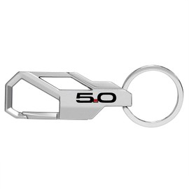 iPick Image Compatible with Ford Mustang 5.0 Silver Carabiner-Style Snap Hook Metal Key Chain