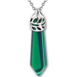 Bosteda Crystal Necklaces For Women, Hexagon Crystal Point Pendant Gemstone Necklace, Healing Crystal Stone Necklace For Spiritual Jewelry (Malachite)