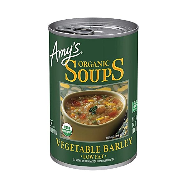 Amy's Soup, Vegan, Organic Vegetable Barley (Tomatoes, Carrots and Celery) Low Fat, 14.1 oz (Pack of 6)