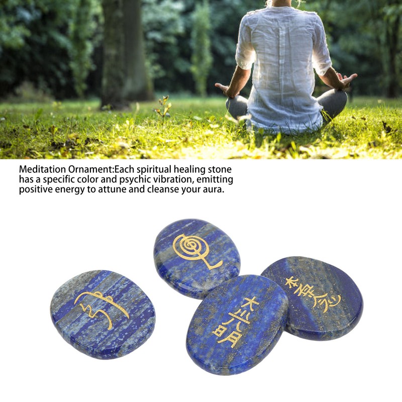 4Pcs Reiki Symbols Stones Smoother Surfaces Engraved Reiki Stones for