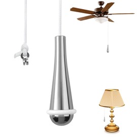 dinghaole Bathroom Light Pull Cord, Bathroom Pull Cord, Pendant Weight Connector, Teardrop Pendant Light Pull Handle, with 150cm White String Extension, for Light Shower Bathroom Toilet Fan Switch