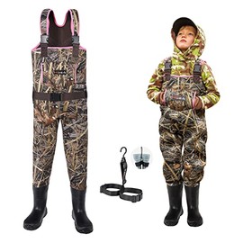 HISEA Kids Chest Waders for Toddler & Children Neoprene Youth Duck Hunting Waders for Kids Boys Girls with Insulated Boots
