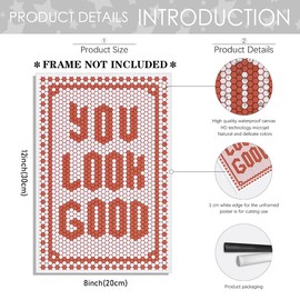 WLZWD Preppy You Look So Good - lona decorativo para pared, diseño de verano, estético femenino, estimulante, diario, positivo, decoración de pared, color naranja maximalista, para apartamentos de