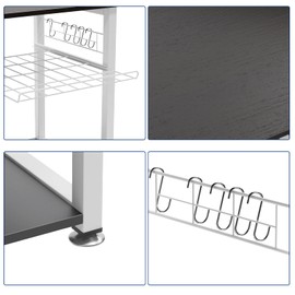 DlandHome Microwave Cart Stand 35.4 inches Kitchen Utility Storage 3-Tier+3-Tier for Baker's Rack & Spice Rack Organizer Workstation Shelf,Black