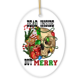 Collectible Skeleton Themed Ornaments (Dead Inside but Merry Ornament, Christmas Skull)