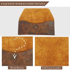 Succor - Sobres de piel genuino para hombre, bolsa de dinero, sobre reutilizable, portafolios de embrague retro, para hombres y mujeres, color café