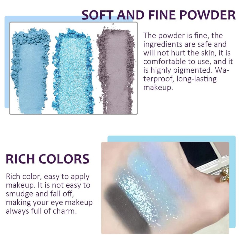 CAKAILA 9 Colors Blue Grey Highly Pigmented Colorful Eyeshadow Palette,Matte