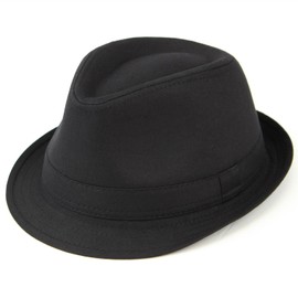 Trendy Mens Womens Unisex Lightweight Cotton Trilby Hat with Black Band, Black, 58cm