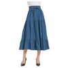 Tronjori Womens A Line Long Midi Denim Skirt Tired Pleated