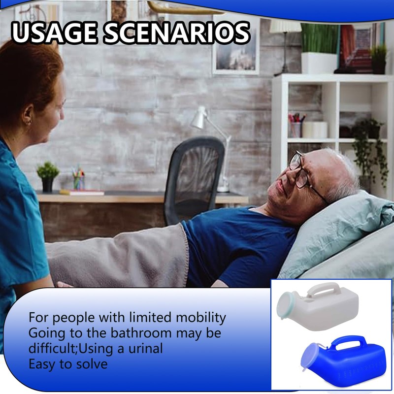 2 Pack Urinal Bottles for Men,Urin-e Bottle with Lid Urin-e