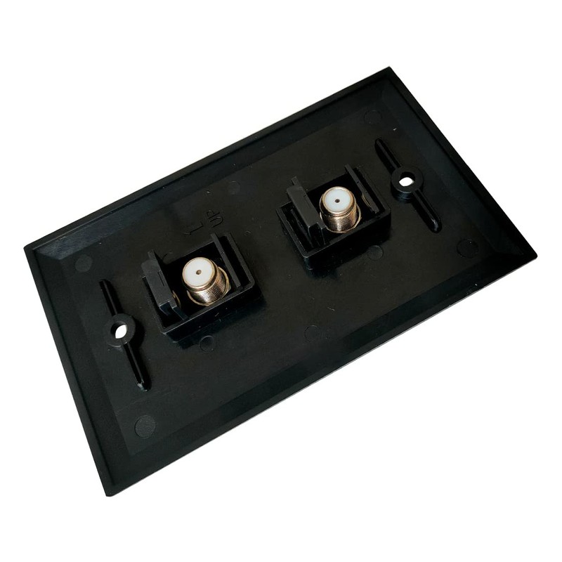 BUPLDET 2 Port Coax Wall Plate Black - Single Gang