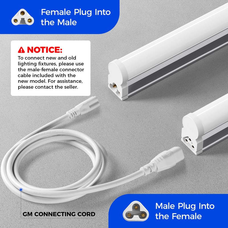 Barrina T5 4FT LED Shop Light, 2 Pcs Power Cords