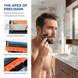 5 Layer Razor Blade Refills for Men, 12-Piece Set