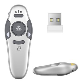 QUI Presentation Clicker Wireless Presenter Remote Clicker for PowerPoint Presentation Remote, PowerPoint Slide Advancer for Mac/Windows/Linux, Google Slide/PPT/Keynote, USB A, Silver