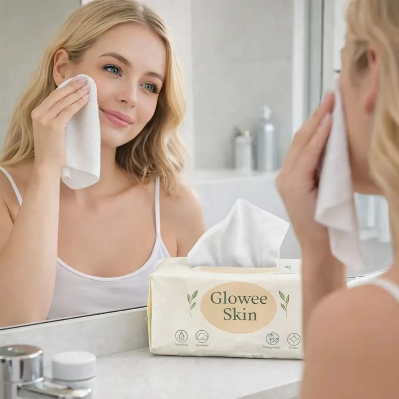 Toallitas Faciales Glowee Skin 70 Pzas 100% Fibra Vegetal