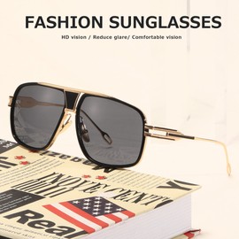 AEVOGUE Sunglasses For Men Goggle Alloy Big Frame Square Metal Punk Style Shield AE0336