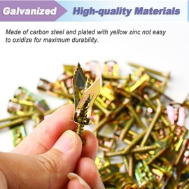 Suprom 200 PCS Self Drilling Drywall Anchors with Screws, Upgraded Zinc Plated Steel Self Drilling Anchors, Easy Application No Drilling Required (100 pcs Steel Anchors and 100 pcs zinc Screws)