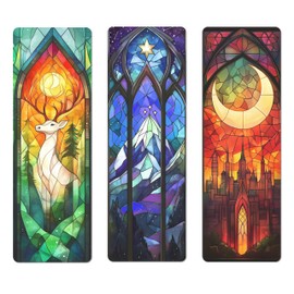 TwoDays Fantasy Stained Glass Art Transparent PVC Bookmarks, Dark Romance Merch for Readers, Romantasy Inspired Bookish Gifts for Book Lovers Booktok, Book Accessories (Set of 3, 6'' x 2'')