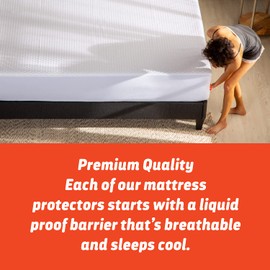 Layla Mattress Protector, Liquid Proof Mattress Pad Barrier | Breathable Waterproof Bed Encasement that Sleeps Cool, 3 Models for a Custom Sleep Experience | Size Queen - Cooling Protector