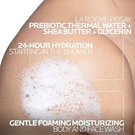 Lipikar Wash AP+ Body & Face Wash con bomba, limpiador suave con manteca de karité y niacinamida para piel extra seca, prueba de alergia
