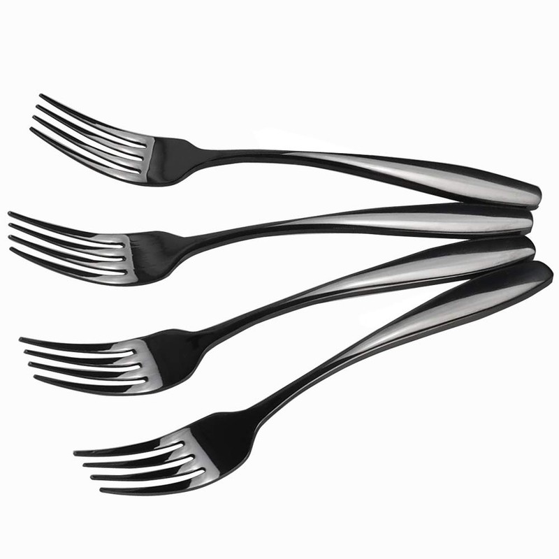 Wekiog Black Stainless Steel Dinner Forks, Table Forks, 12 Pieces