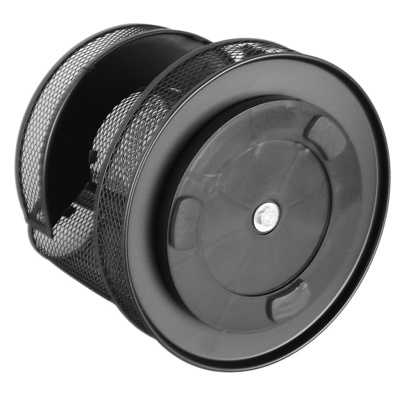 Rotating Pen Holder Black Mesh 7 Compartments Strong Metal Rotating