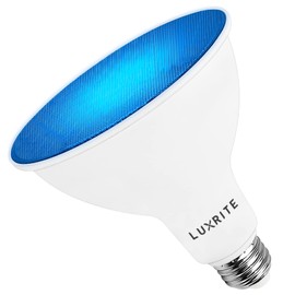 LUXRITE LED PAR38 Flood Blue Light Bulb, 8W (45W Equivalent), LED Blue Flood Light Bulb, Damp Rated, UL Listed, E26 Base, Indoor Outdoor, Holiday, Party, Decoration, Event, Home Lighting