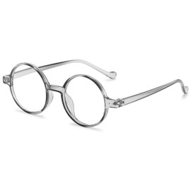 ABETOS Retro Round Blue Light Blocking Reading Glasses Circle Frame Readers for Women Men Computer Eyeglasses, Grey 2.5