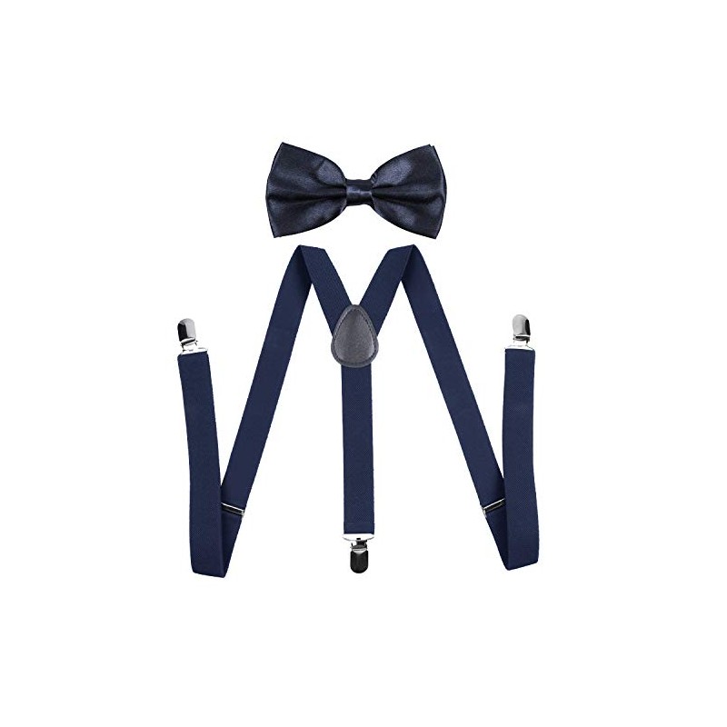 Men's Bow Tie and Y Shape Suspender Set Adjustable Elastic