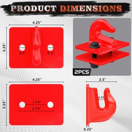 AMBULL 2 Pack 3/8" Tractor Bucket Grab Hook Grade 70 Forged Steel Bolt On Grab Hook Tow Hook Mount with Backer Plate,Work Well for Tractor Bucket, RV, UTV,Truck, Max 15,000 lbs, Red