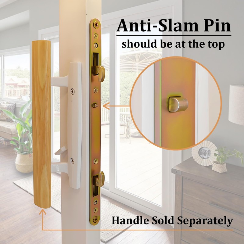 Multi-Point Mortise Lock for Sliding Patio Glass Door, Dual Point