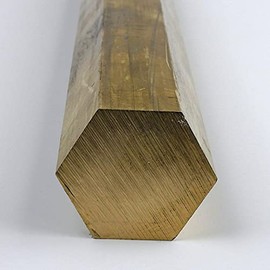 360 Brass Hex Bar, Unpolished (Mill) Finish, Extruded, H02 Temper, ASTM B16, 0.5" Across Flats, 12" Length, OnlineMetals