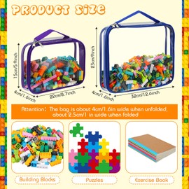 Sanwuta 6 Packs Toy Storage Bags, PVC Organizing Case Bags with Zipper, Waterproof Toy Container for Board Games, Building Blocks, Puzzles, Small Toys and Kids Books(Large, Small,Bright Color)