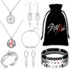 12 Pcs Skz Jewelry Set, Compass Star Necklace, Rings, Bracelets,