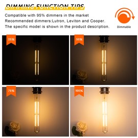 Sphoon 6W Dimmable T10 8.9inch LED Bulb E26 Light Bulb Equal 60 watt 225 Long Led Light Bulb AC120V Warm White 2700K Edison 750LM for Rustic Pendant,Industrial Pipe,Wall sconces,Vanity 2Pack