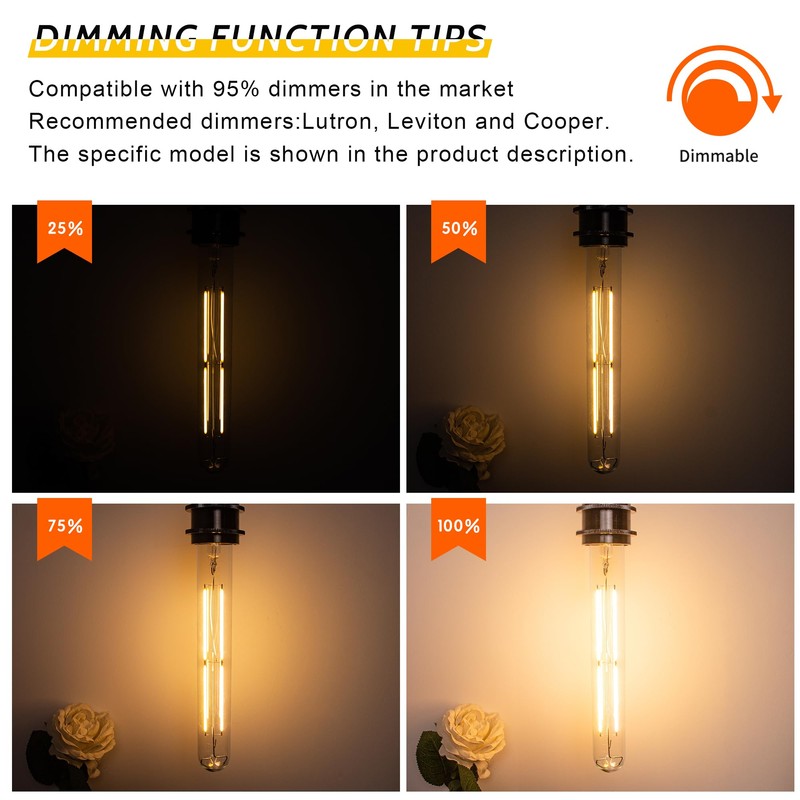 Sphoon 6W Dimmable T10 8.9inch LED Bulb E26 Light Bulb