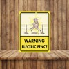 Warming Electric Fence FUNNY METAL SIGN 200MM X 150MM (1941H1)