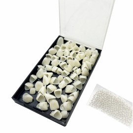 1 Box False Teeth Crown Repair Kit Dental Anterior Veneers Fake Tooth Cap Crown with Thermal Beads for Fixing or DIY