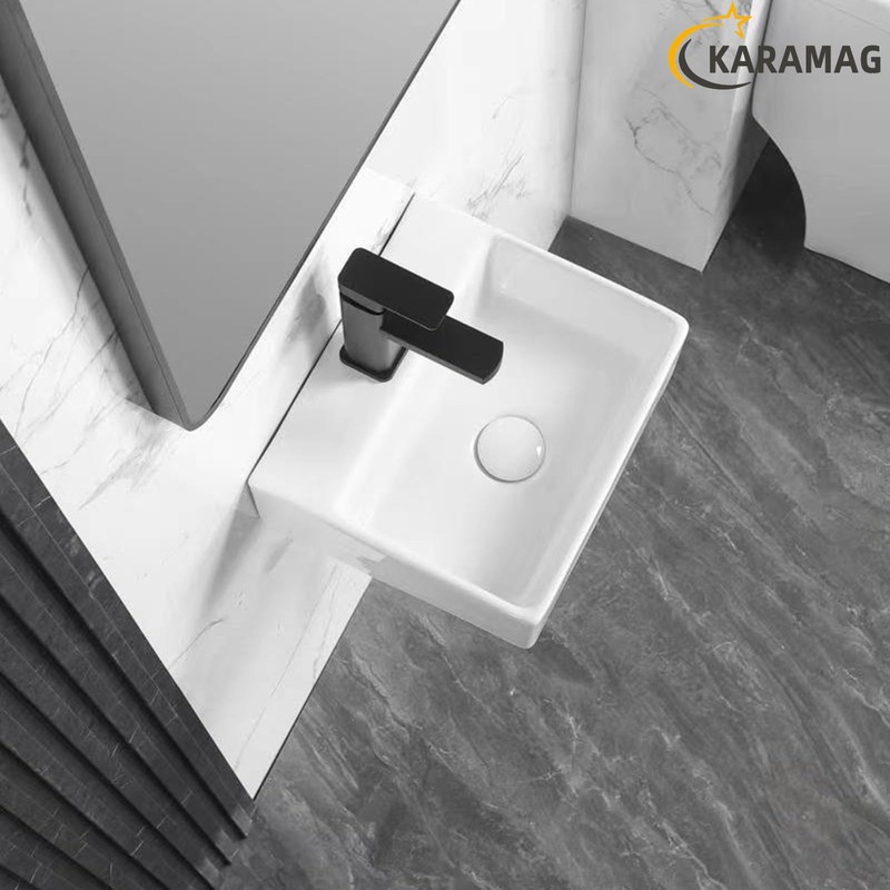 KARAMAG Small Vessel Sink 13"x11" Wall Mount Bathroom Sink Rectangular