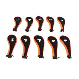 10 Pcs Golf Iron Head Cover Set with Zipper Golf Club Headcovers Fits Most Clubs Protective Golf Head Covers Black Orange
