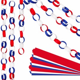 Baluue 4th of July Paper Chain, Red White and Blue Streamers Patriotic 250th Anniversary Paper Chain Strips for Crafting DIY Independence Day Party Decorations