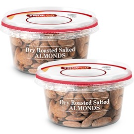 Tropgo Roasted Salted Almonds 180g Tub - Pack of 2 - Almond Nuts in Resealable and Recyclable Tub - Wholesome Trail Mix with Fibre, Protein, and Essential Minerals - Healthy Nuts for All Ages