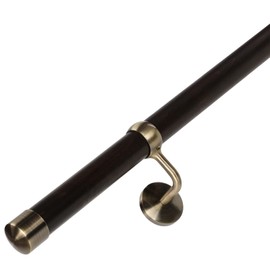 ROTHLEY Wooden Handrails for Indoor Stairs: 6.6FT Wood Hand Railings with Metal Alloy Brackets Wall Mount 1.6" Round Wooden Stair Railing for Home Corridor Lofts Kindergarten Guardrail (Ebony)