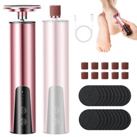 2-in-1 Electric Callus Remover, Rechargeable Electric Foot Callus Remover Set with Interchangeable Foot Files, 6 Speeds for Cracked Heels, Callus, Dead (Gold)