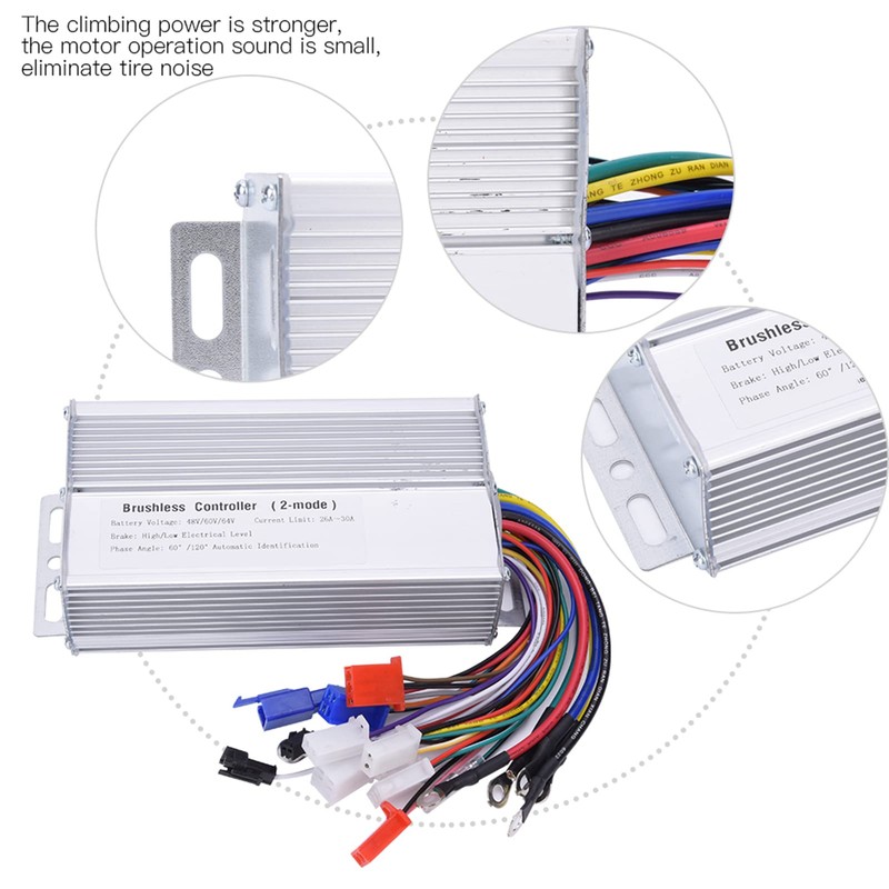 48V-64V 1000W-1500W Electric Controller for Brushless Motor, Smooth 12-Tube Drive