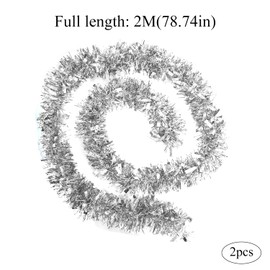 CHEERMAGIC Christmas Tinsel Garland, 13.12FT Christmas Tree Tinsel Decoration, Metallic Tinsel Garland, for Christmas New Year Holiday Party Decorations A6-LPZLH (Silver)